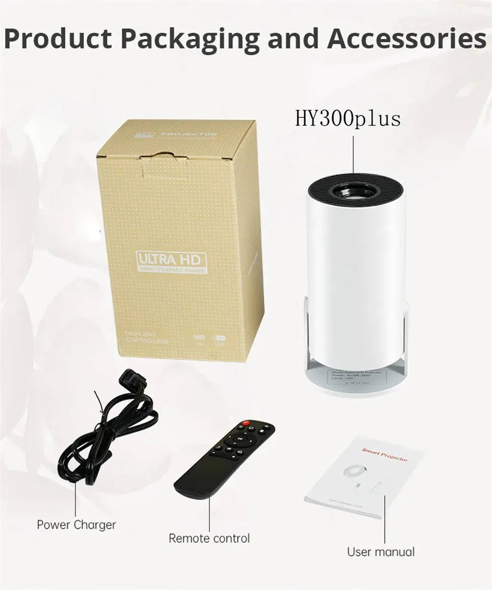 DITONG HY300 Plus 4K Mini Projector | HD 1280x720P Android LED Portable Home Cinema for Phone & Movie Streaming - FitZone360