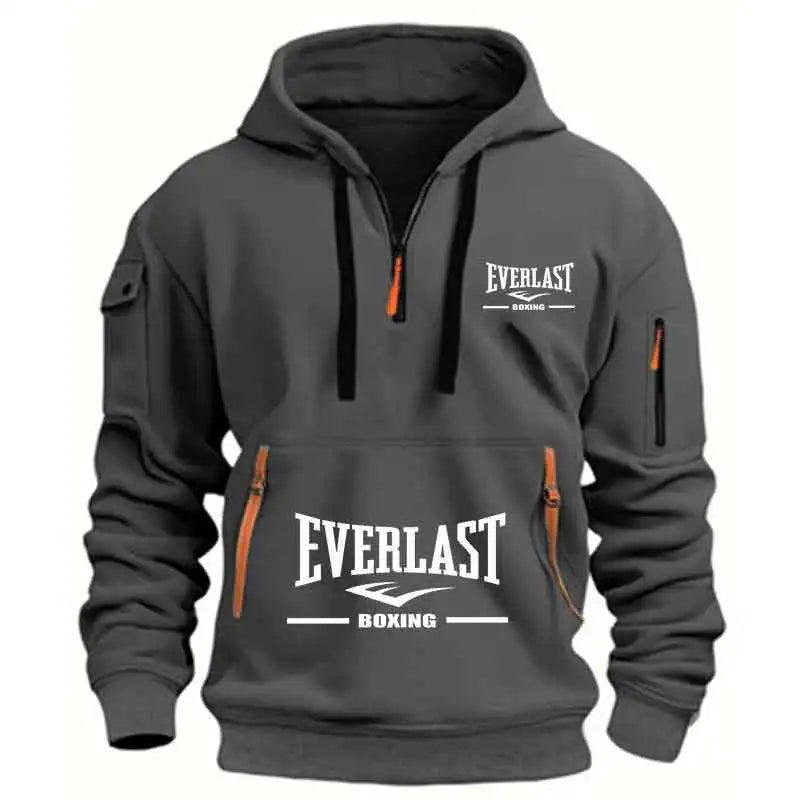 Title: Everlast Boxing Hoodie – Men’s Multi-Pocket Half-Zip Sports Pullover