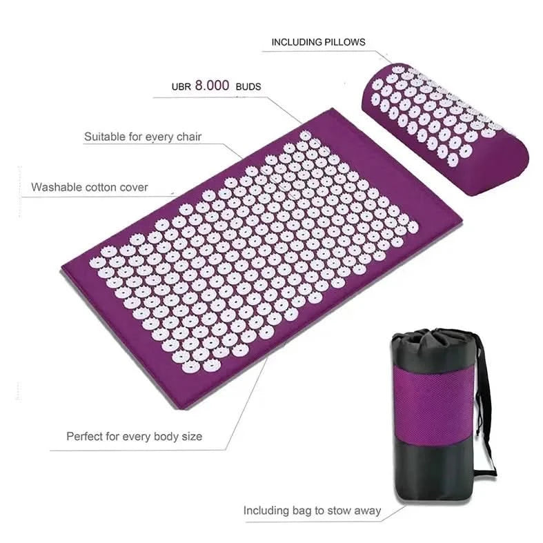 Massage Yoga Mat for Back Pain Relief, Needle Yoga Massage Mat with Acupressure - FitZone360
