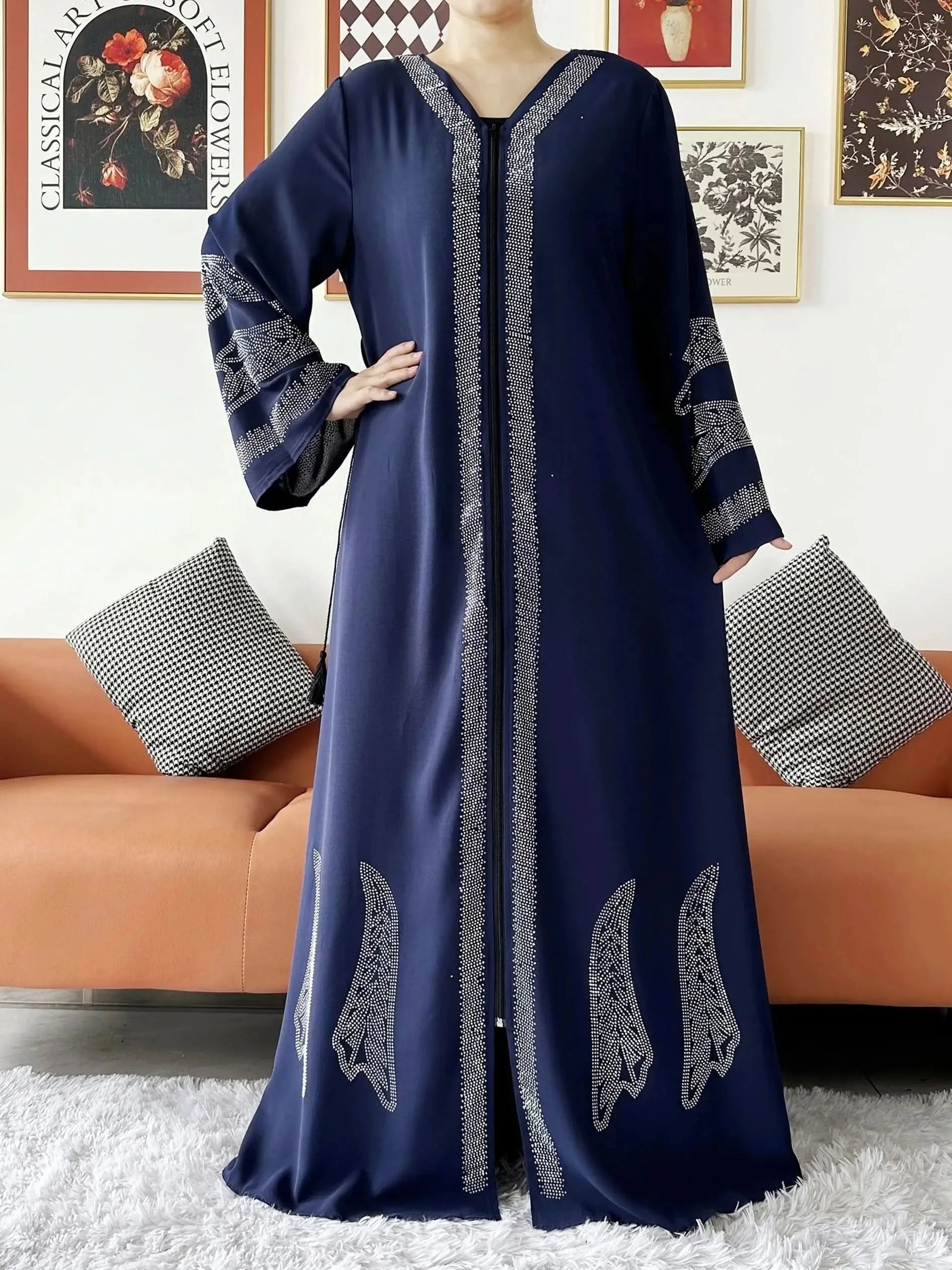 Elegant Chiffon Open Abaya with Zipper | Modest Muslim Women's Dress - FitZone360