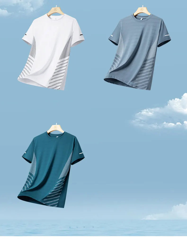 Men's Ice Silk Running T-Shirt | Quick-Dry, Breathable & Reflective Design - FitZone360