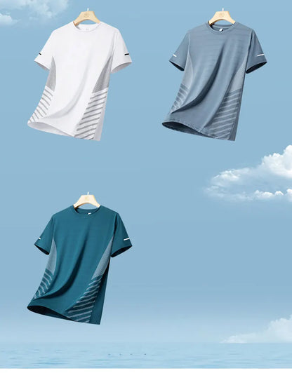 Men's Ice Silk Running T-Shirt | Quick-Dry, Breathable & Reflective Design - FitZone360