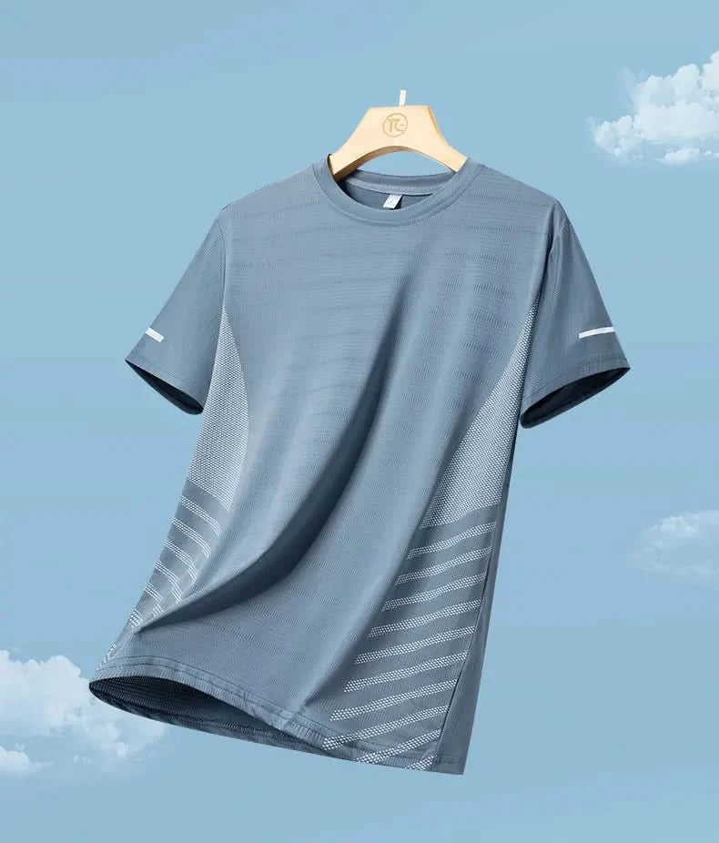 Men's Ice Silk Running T-Shirt | Quick-Dry, Breathable & Reflective Design - FitZone360