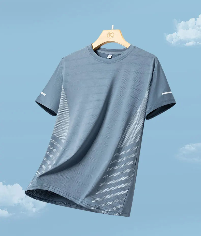 Men's Ice Silk Running T-Shirt | Quick-Dry, Breathable & Reflective Design - FitZone360