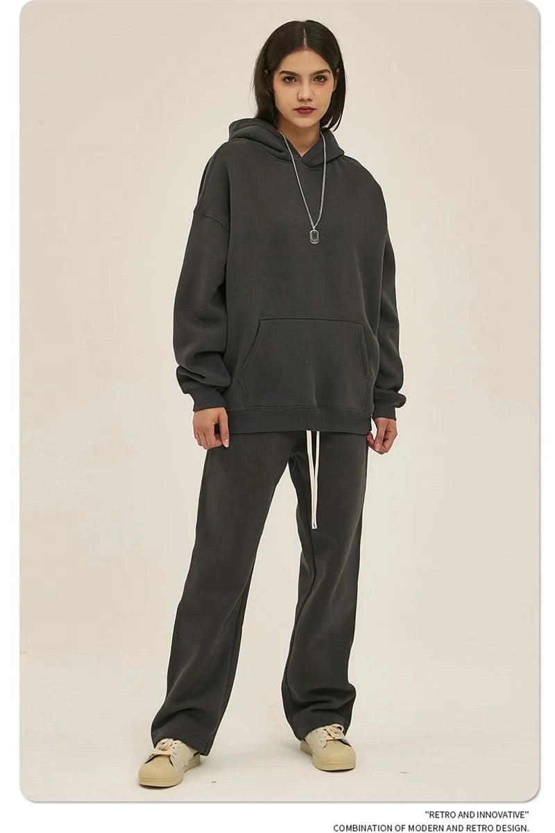 Fleece Hooded Sweatshirt | Unisex Oversized Winter Hoodie Pullover - FitZone360