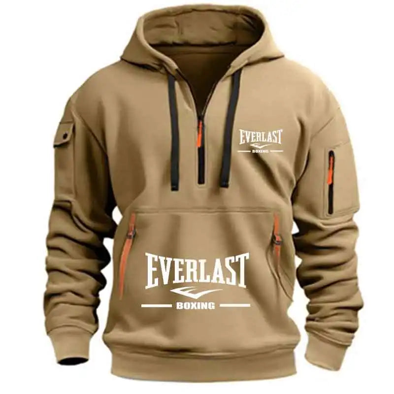 Title: Everlast Boxing Hoodie – Men’s Multi-Pocket Half-Zip Sports Pullover