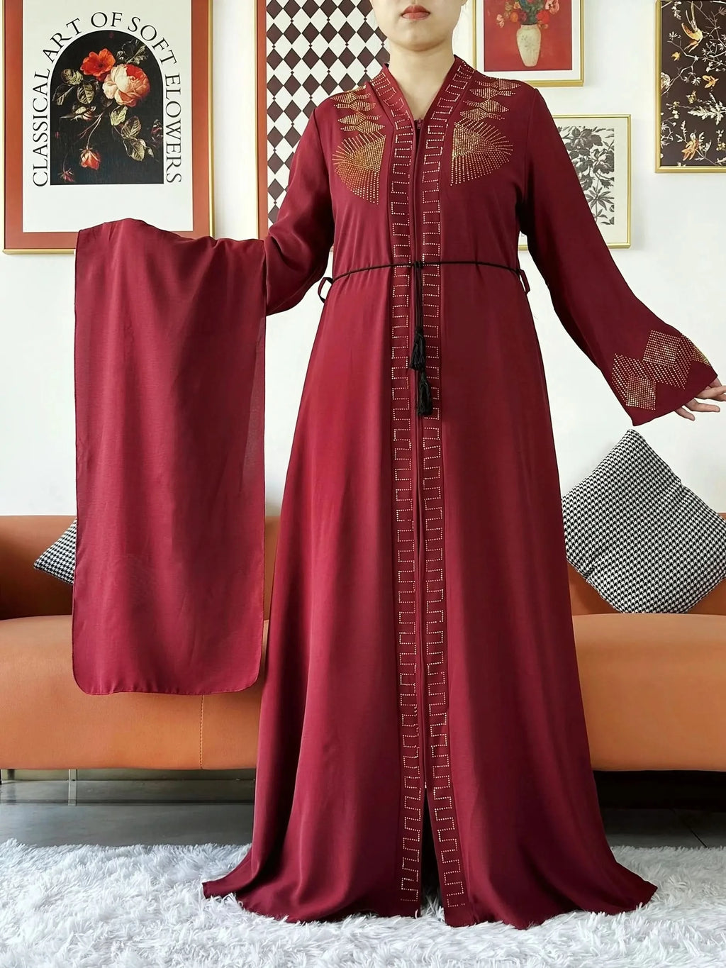 Elegant Chiffon Open Abaya with Zipper | Modest Muslim Women's Dress - FitZone360