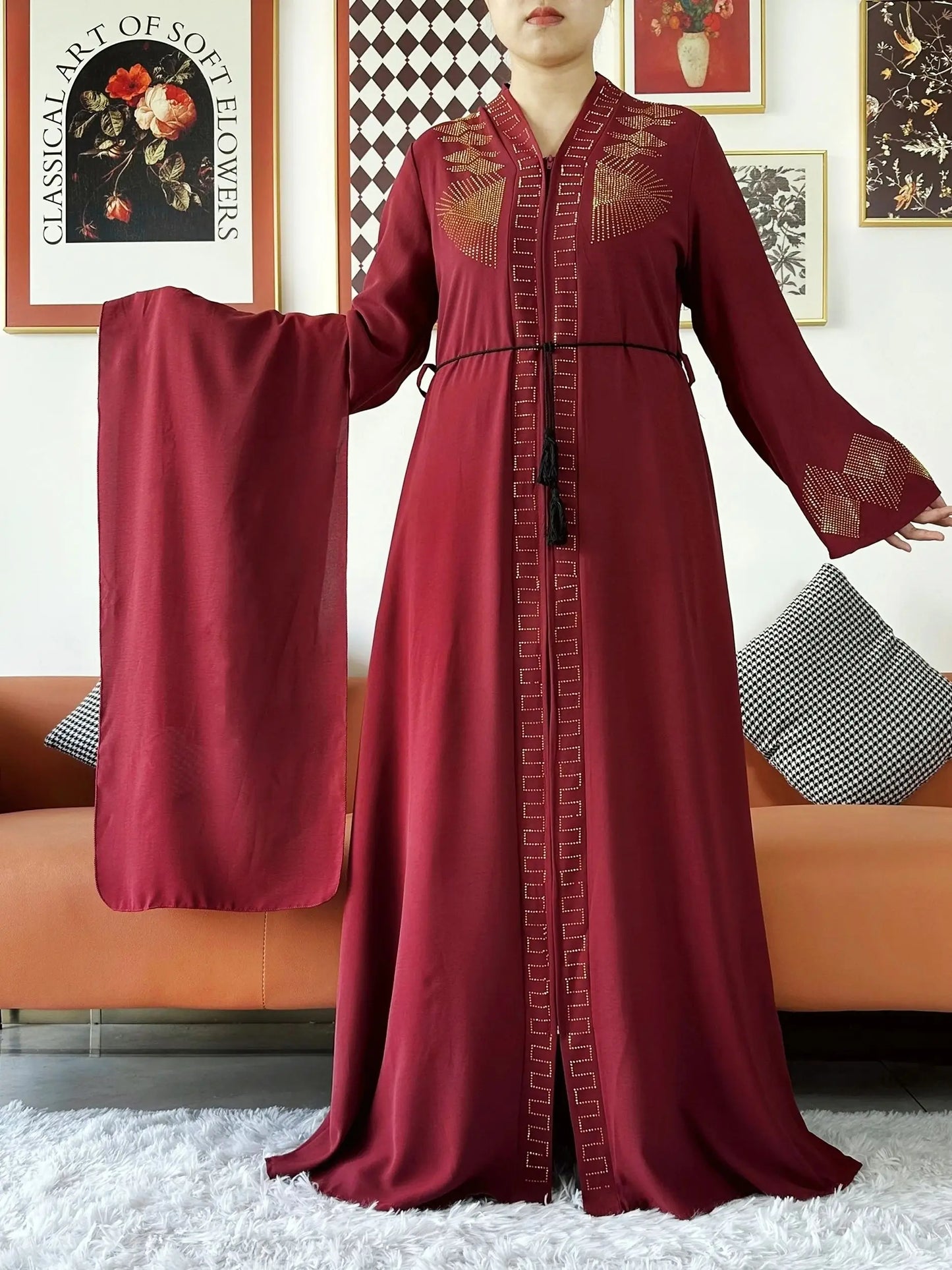 Elegant Chiffon Open Abaya with Zipper | Modest Muslim Women's Dress - FitZone360