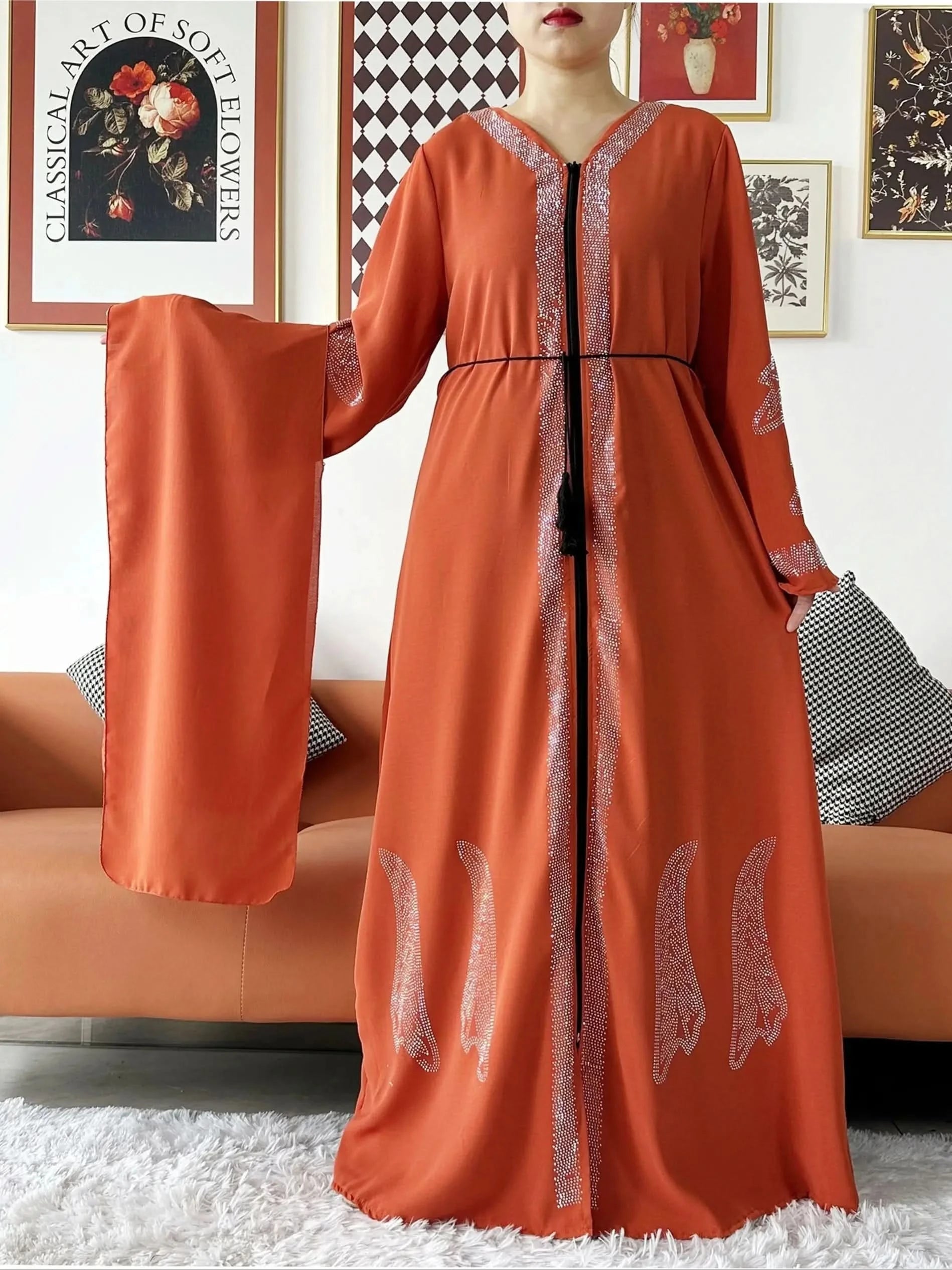 Elegant Chiffon Open Abaya with Zipper | Modest Muslim Women's Dress - FitZone360