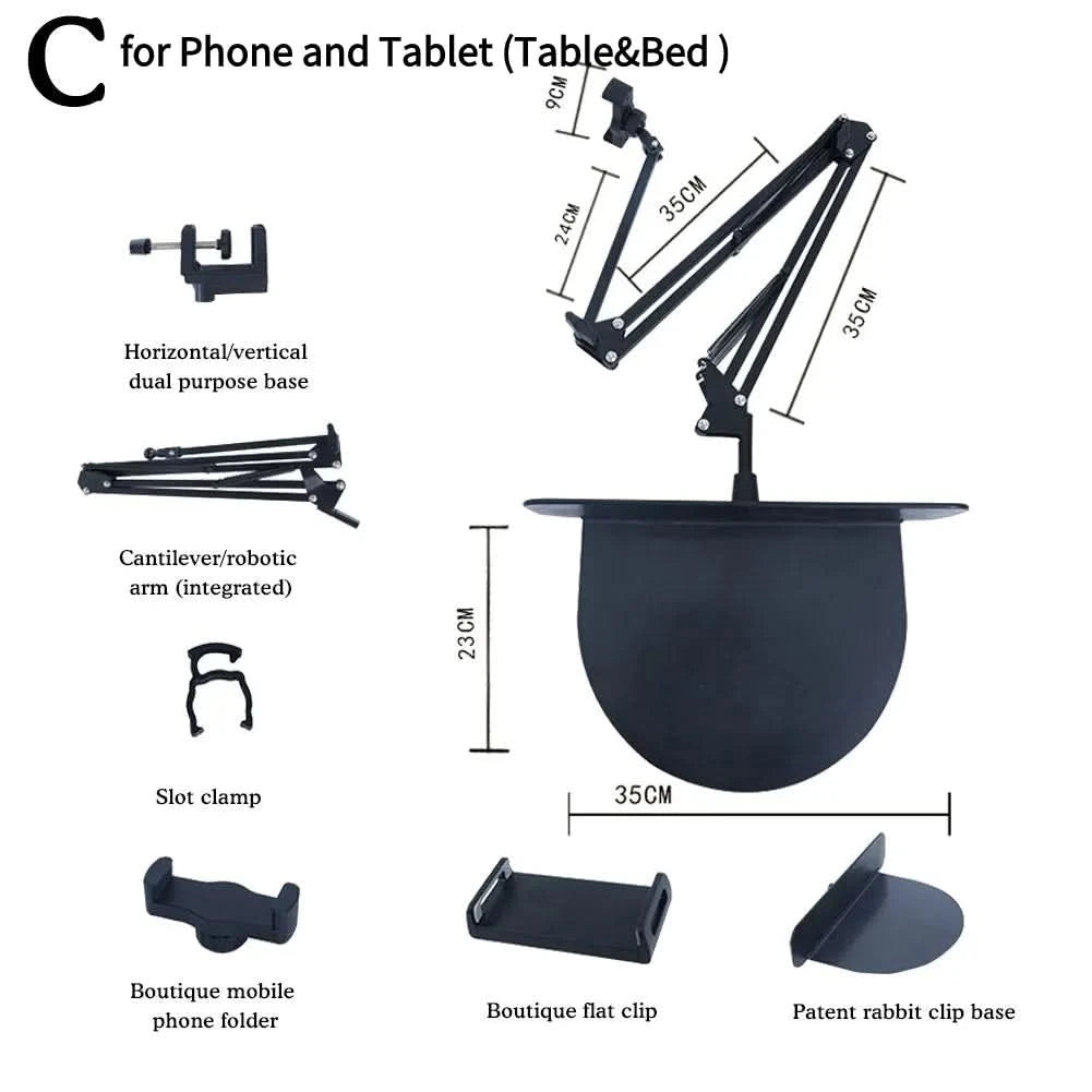 Z Retractable Bedside Phone and Tablet Holder. 360° Rotating Flexible Desktop Phone Mount - FitZone360