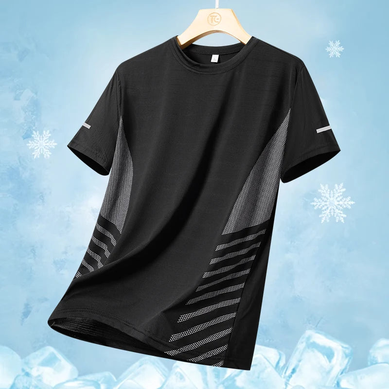 Men's Ice Silk Running T-Shirt | Quick-Dry, Breathable & Reflective Design - FitZone360