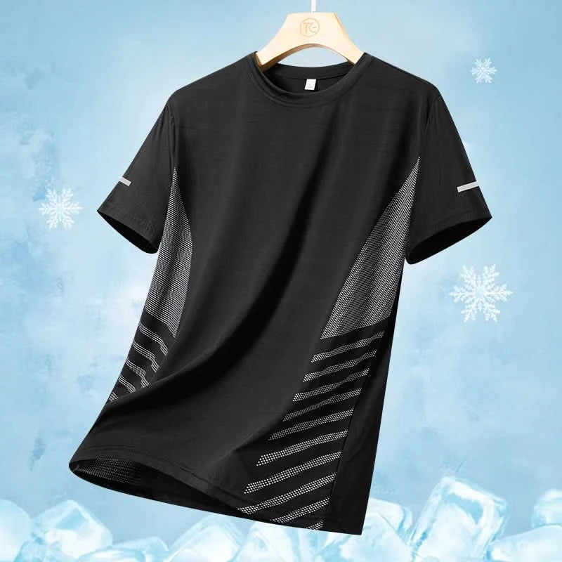 Men's Ice Silk Running T-Shirt | Quick-Dry, Breathable & Reflective Design - FitZone360