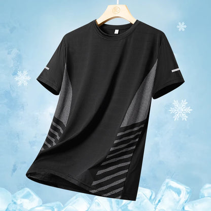 Men's Ice Silk Running T-Shirt | Quick-Dry, Breathable & Reflective Design - FitZone360