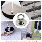 Heavy-Duty Neodymium Salvage Magnet | Strong Fishing Magnet with Ring Eyebolt for Deep Sea Treasure Fishing - FitZone360