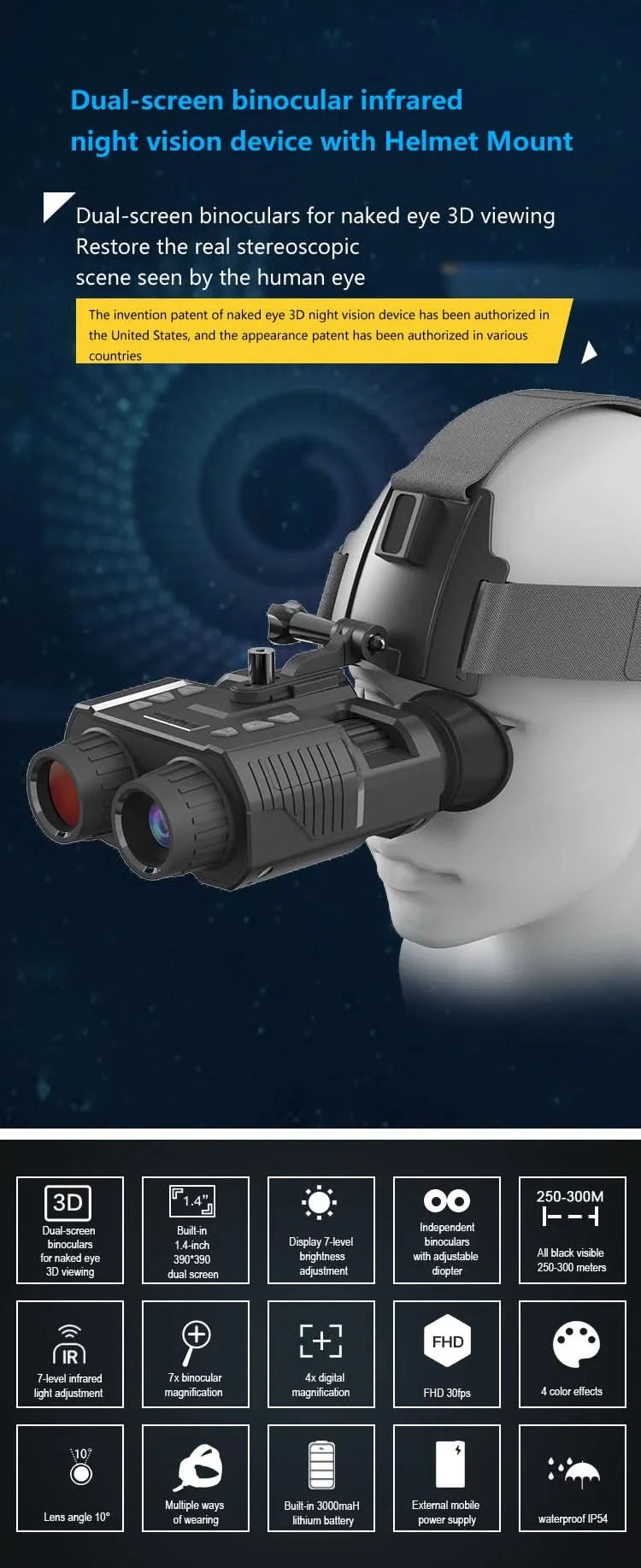 NV8160 1080P Military Digital Infrared Night Vision | Binoculars with Helmet Mount - FitZone360