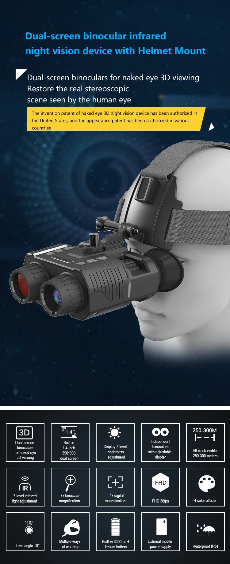 NV8160 1080P Military Digital Infrared Night Vision | Binoculars with Helmet Mount - FitZone360