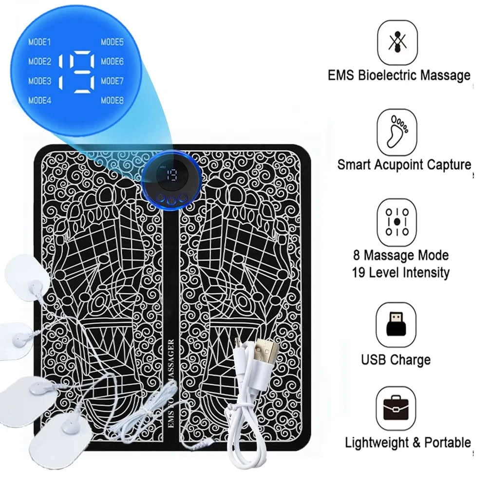 EMS Foot Massager | Feet Stimulation Pain / Swelling Relief - FitZone360