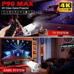 Android 11 P90 MAX Gaming Projector | 19,000+ Retro GAMES | TF Card Support | Wireless Gamepad | Dual WiFi | Portable Home Theater System - FitZone360