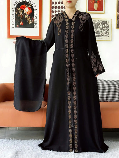 Elegant Chiffon Open Abaya with Zipper | Modest Muslim Women's Dress