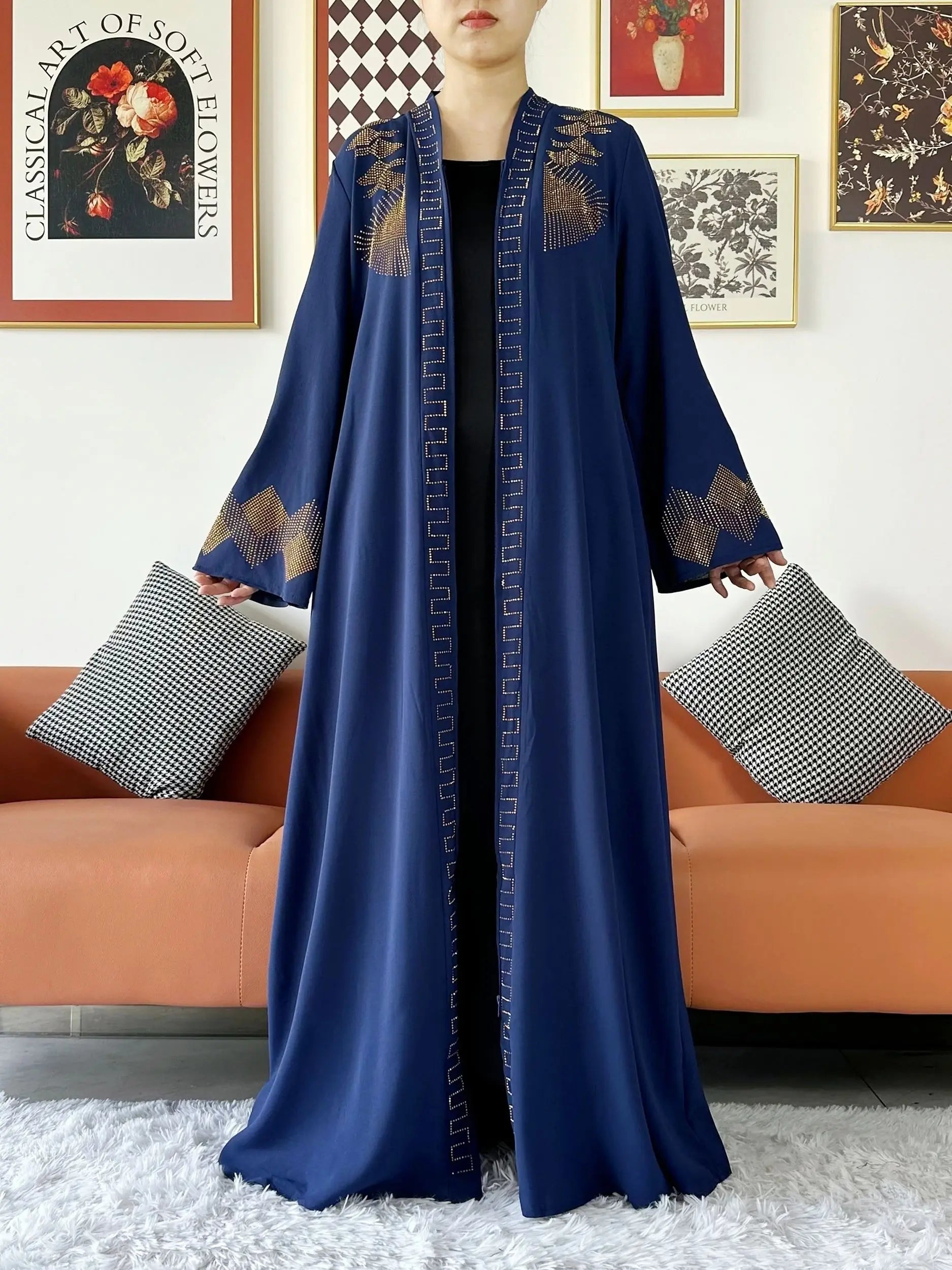 Elegant Chiffon Open Abaya with Zipper | Modest Muslim Women's Dress - FitZone360