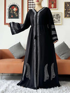 Elegant Chiffon Open Abaya with Zipper | Modest Muslim Women's Dress - FitZone360