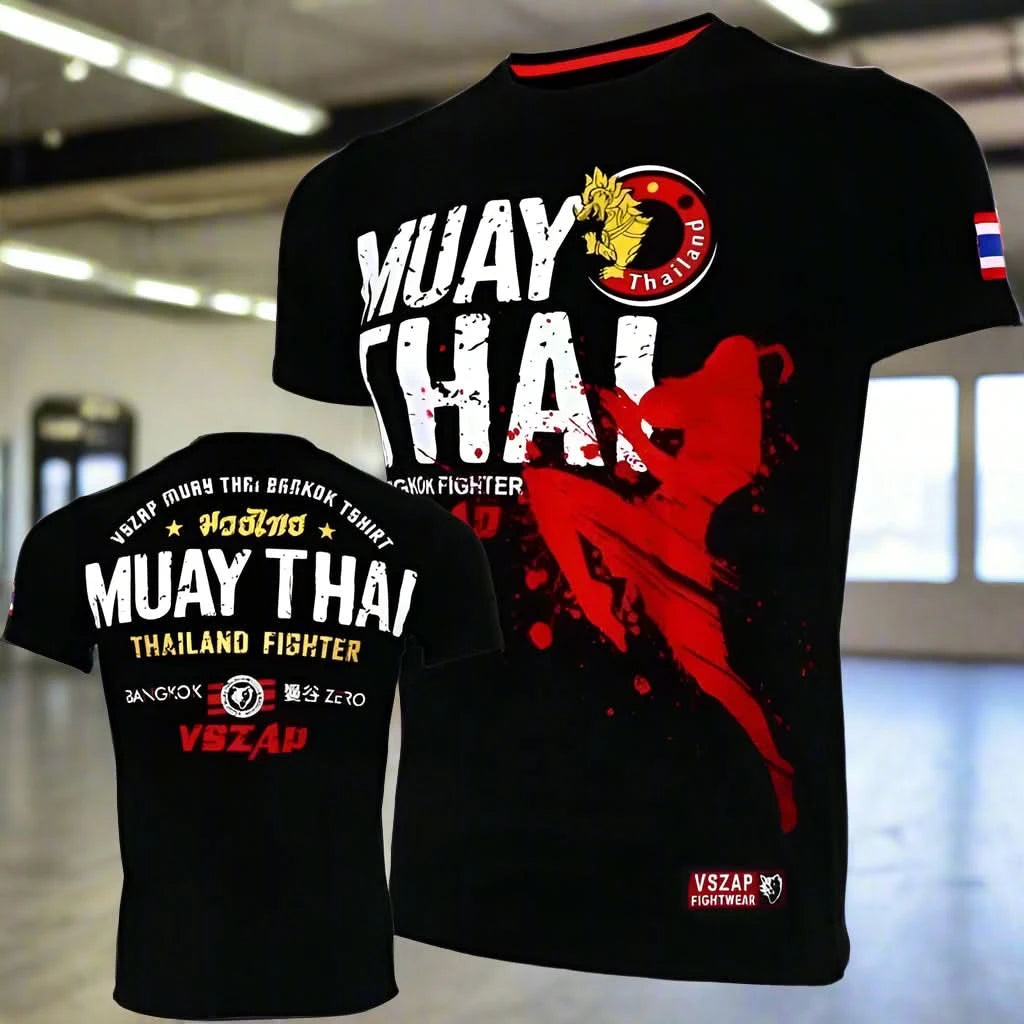 Fashion Muay Thai Sports T-Shirt | Lightweight, Breathable Fitness & Combat Training Tee - FitZone360