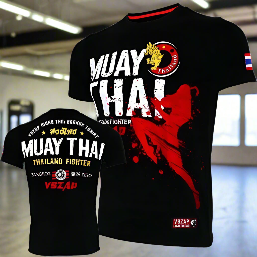 Fashion Muay Thai Sports T-Shirt for Men – Lightweight, Breathable Fitness & Combat Training Tee - FitZone360