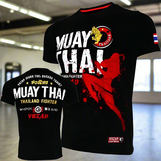 Fashion Muay Thai Sports T-Shirt for Men – Lightweight, Breathable Fitness & Combat Training Tee - FitZone360