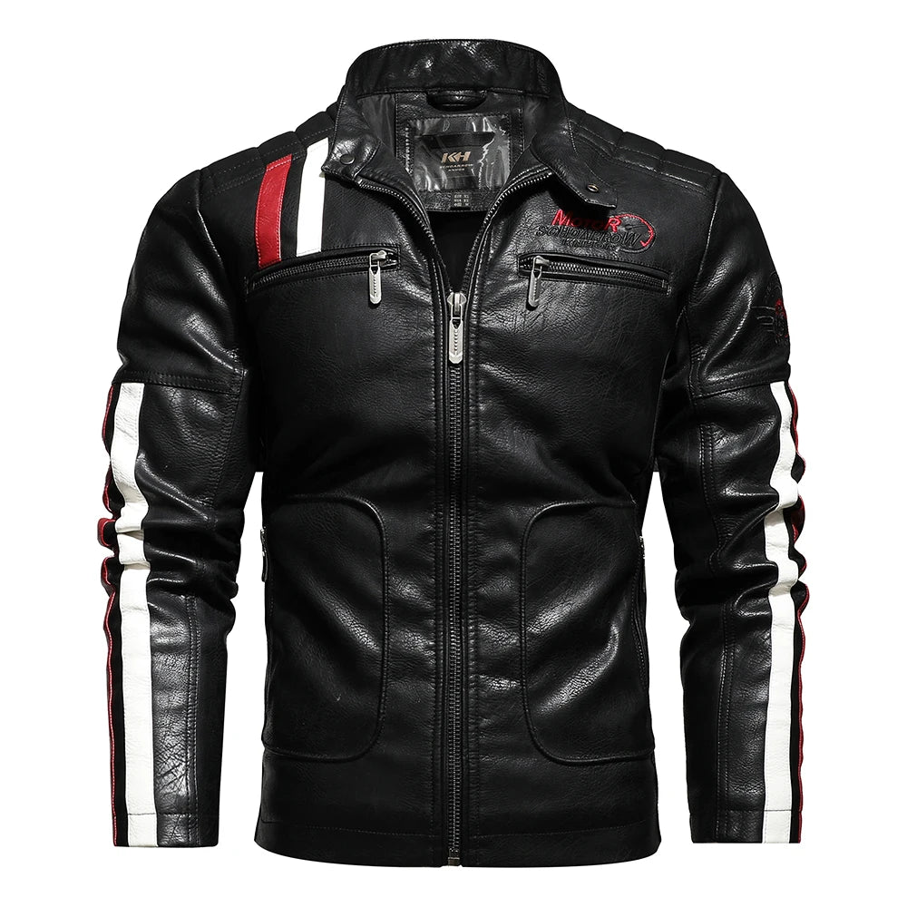 Men’s Vintage Motorcycle Jacket | Embroidered Biker Bomber Coat