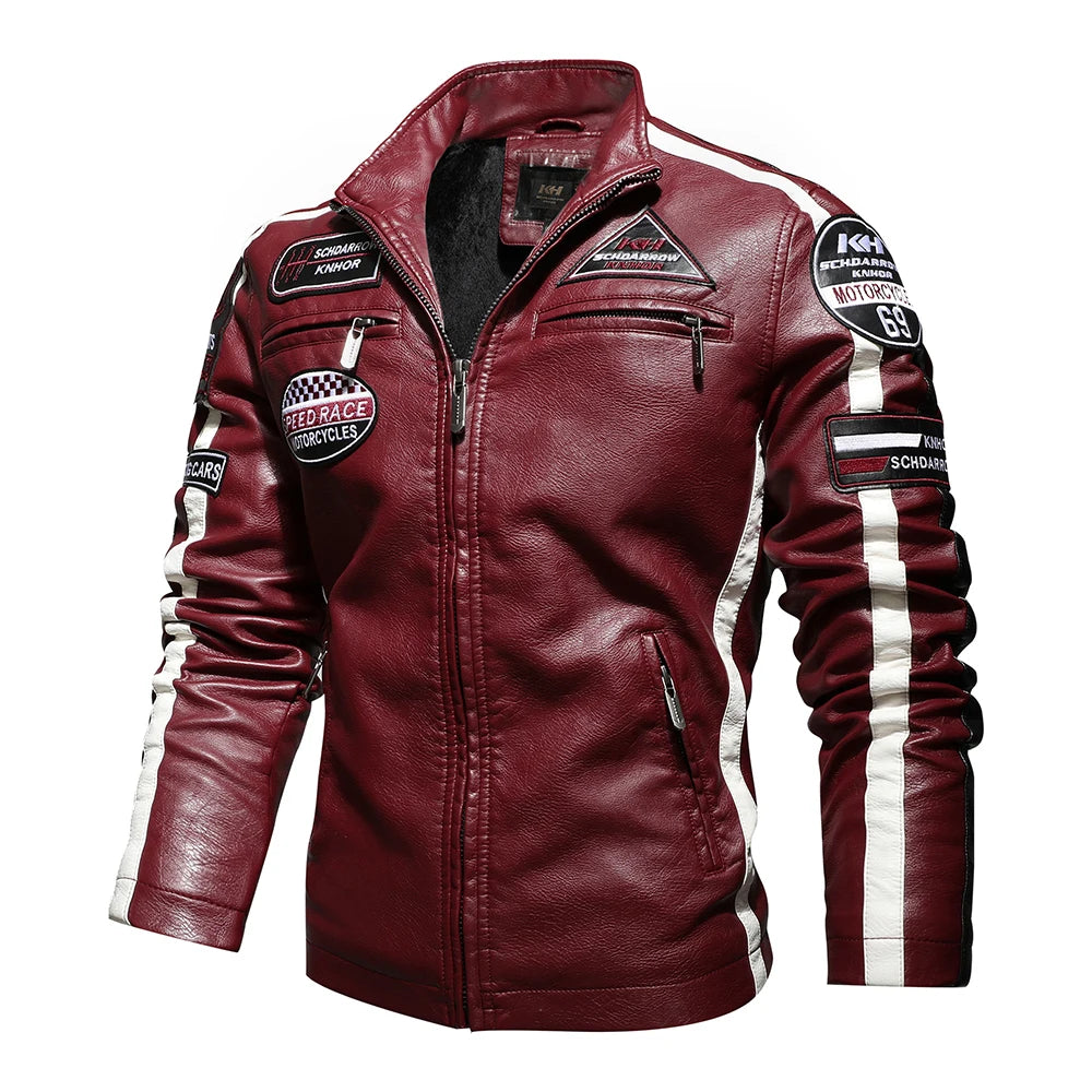 Men’s Vintage Motorcycle Jacket | Embroidered Biker Bomber Coat