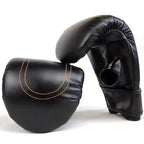 Pair of black boxing gloves on a white background