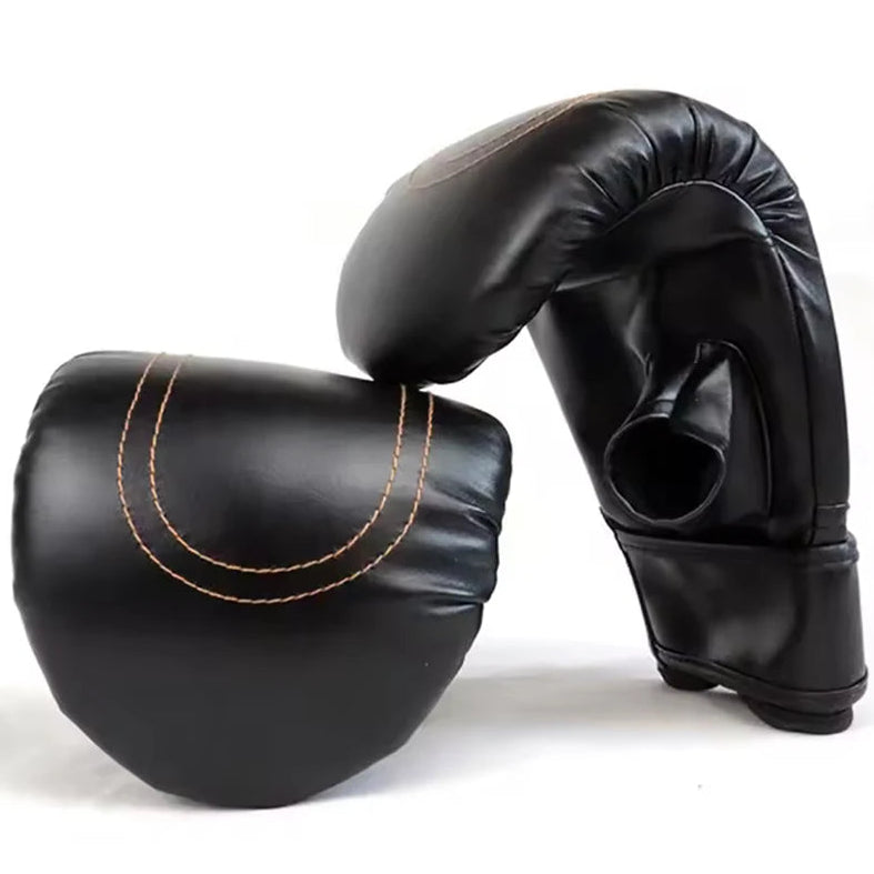 Pair of black boxing gloves on a white background