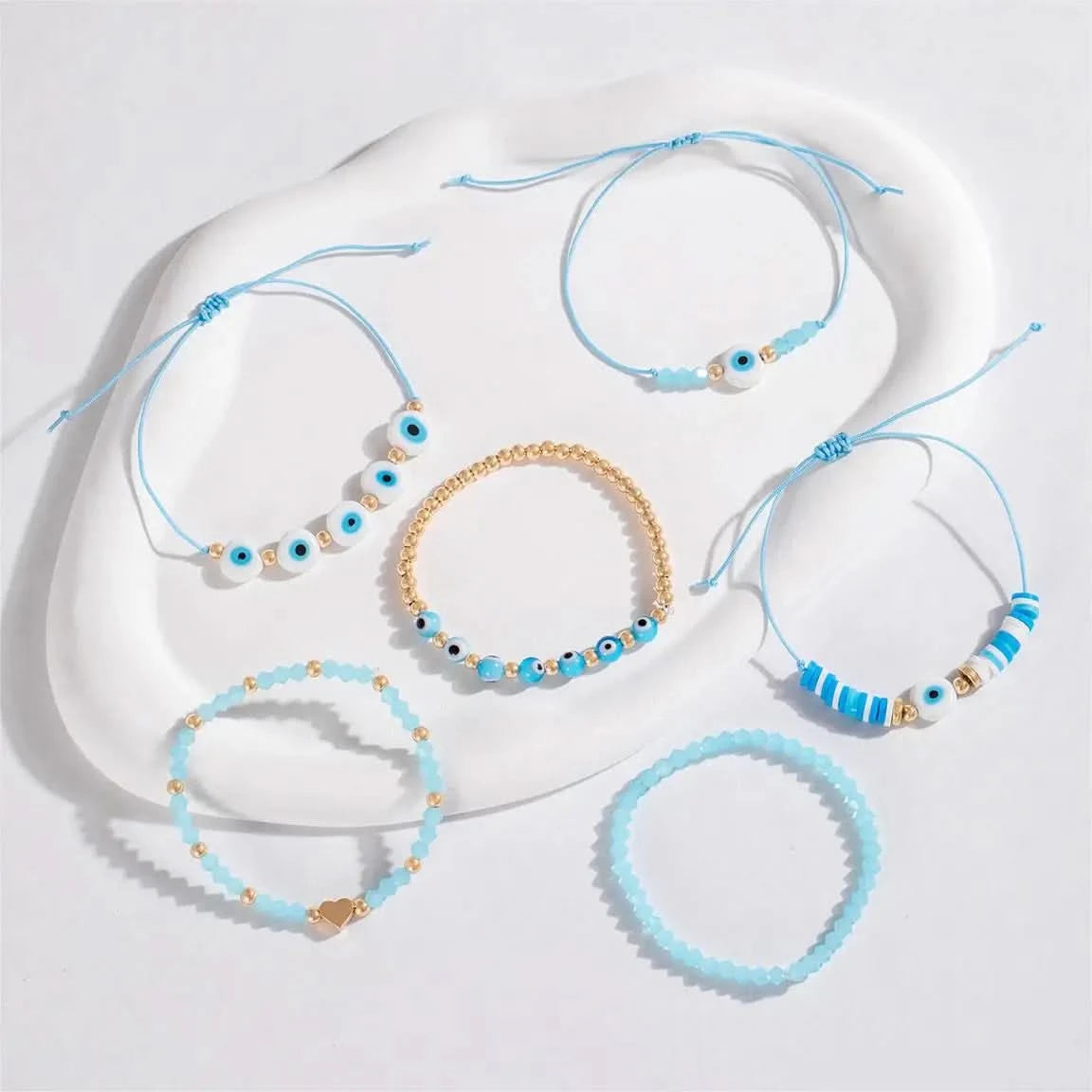 Vintage Turkish Evil Eye Beaded Stacking Bracelet Set | Lucky Multi-Layer Jewelry for Women & Men, Gift Idea - FitZone360