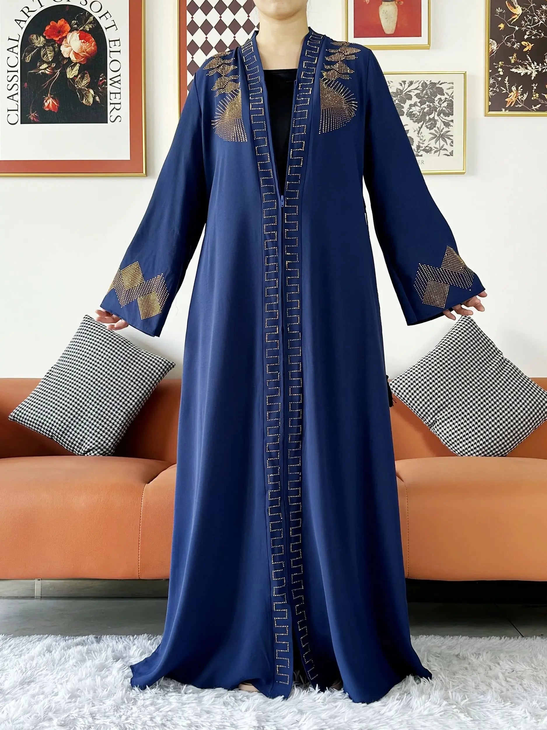 Elegant Chiffon Open Abaya with Zipper | Modest Muslim Women's Dress - FitZone360