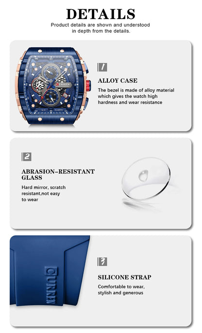 Top Brand Men's Watches | Luxury Square Quartz Wristwatch - FitZone360
