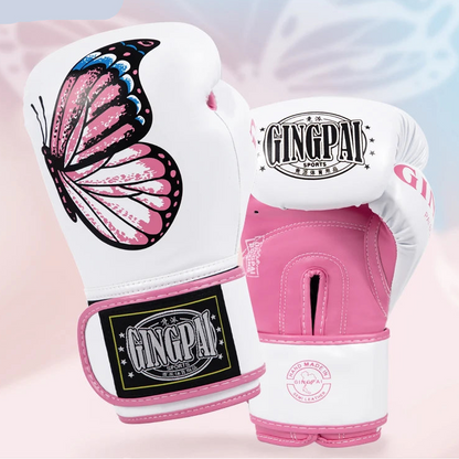 Pink & White Butterfly Boxing Gloves | Premium Muay Thai, Kickboxing & Boxing Gloves - FitZone360