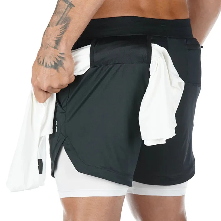 Men's 2-in-1 Camo Gym Running Shorts – Quick Dry, Summer Workout Activewear - FitZone360