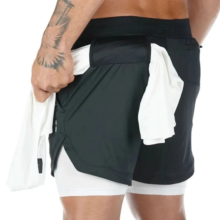 Men's 2-in-1 Camo Gym Running Shorts | Quick Dry, Summer Workout Activewear - FitZone360