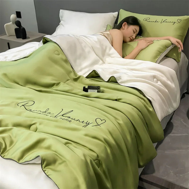 Air Conditioning Blanket | Premium Washable Ice Silk Summer Quilt Set