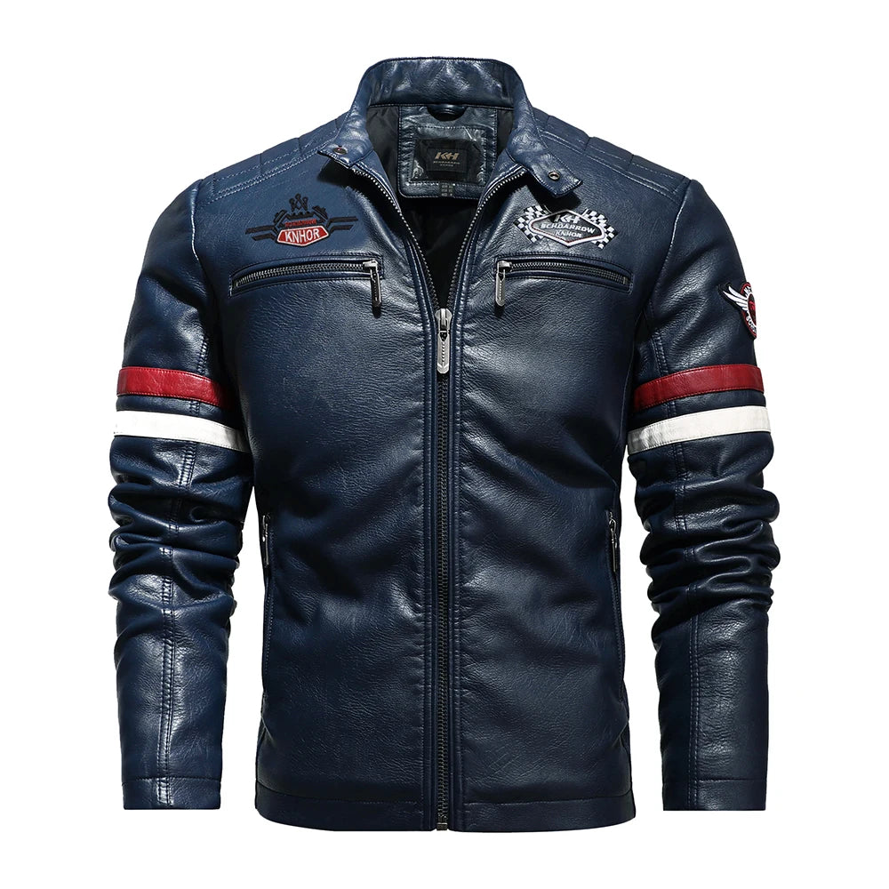 Men’s Vintage Motorcycle Jacket | Embroidered Biker Bomber Coat