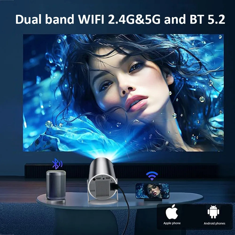 DITONG HY300 Plus 4K Mini Projector | HD 1280x720P Android LED Portable Home Cinema for Phone & Movie Streaming - FitZone360