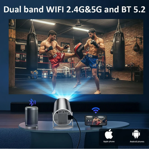 4K Mini Projector | Watch and LEARN From Your Favourite Fighters | 100 inch Screen | HD 1280x720P Android LED Portable Home Cinema - FitZone360