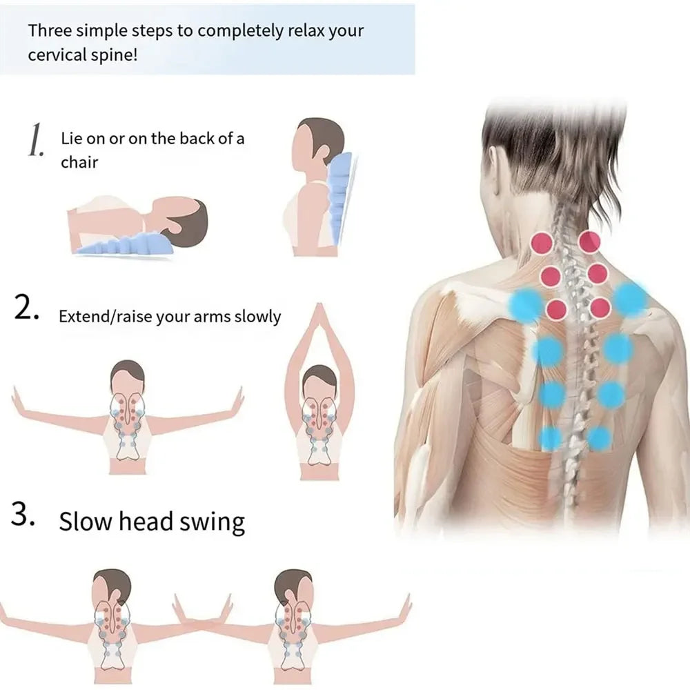 Cervical neck stretcher massager for neck pain