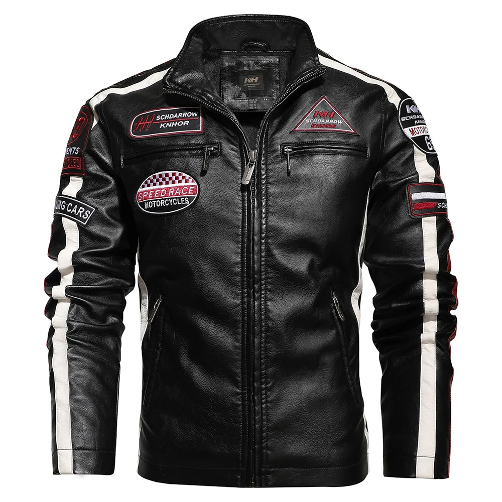 Men’s Vintage Motorcycle Jacket | Embroidered Biker Bomber Coat