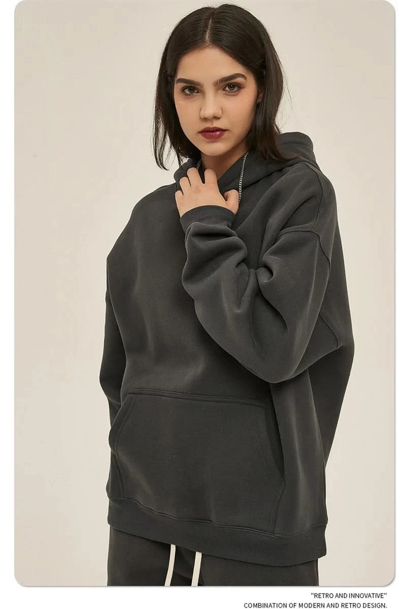 Fleece Hooded Sweatshirt | Unisex Oversized Winter Hoodie Pullover - FitZone360
