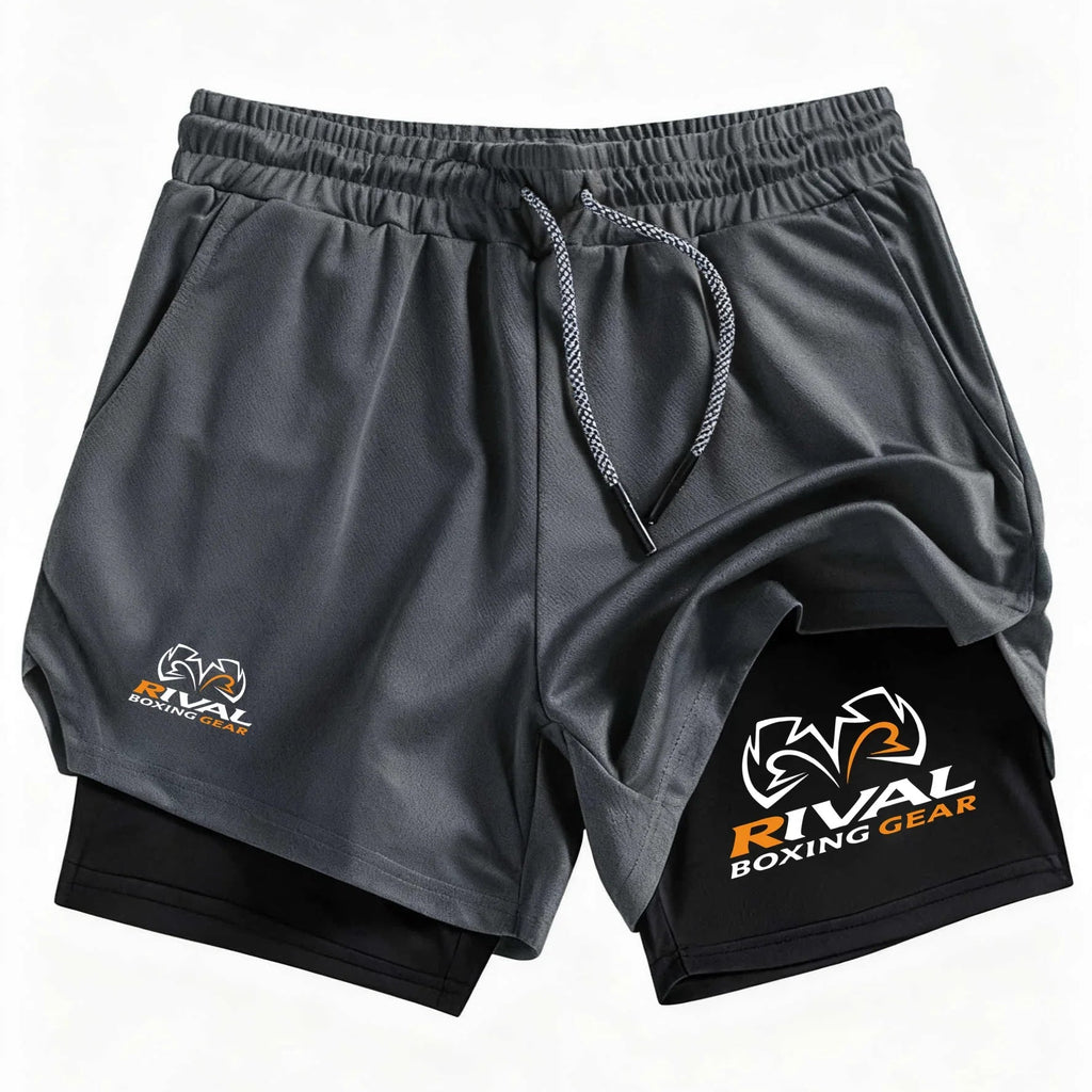RIVAL 2-Layer Boxing Shorts with Compression Inner & Groin Cup Support