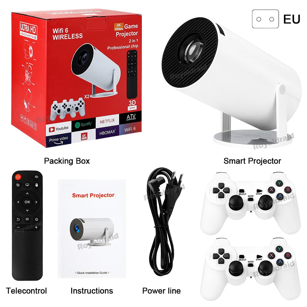 🔥 NEW Android 11 P90 MAX Gaming Projector | 19,000+ Retro Games | TF Card Support | Wireless Gamepad | Dual WiFi | Portable Home Theater System - FitZone360