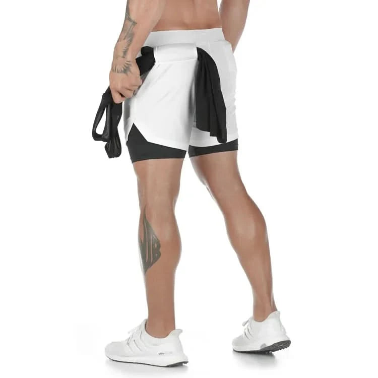 Men's 2-in-1 Camo Gym Running Shorts | Quick Dry, Summer Workout Activewear - FitZone360