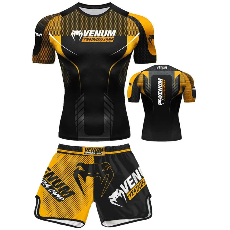 MMA Boxing Muay Thai Shirt & Shorts Set | Quick-Dry Breathable Training Outfit