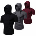 Men’s Gym Hoodie with Mask | Short Sleeve Workout Top - FitZone360